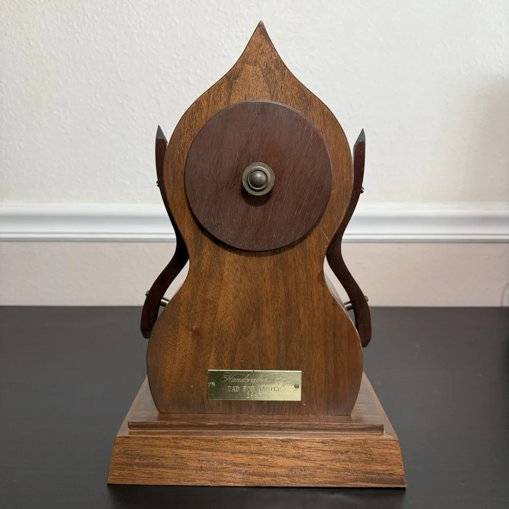 Vintage Mid Century Modern Mantle Clock Hand Crafted Pendulum Unique‎ Lines